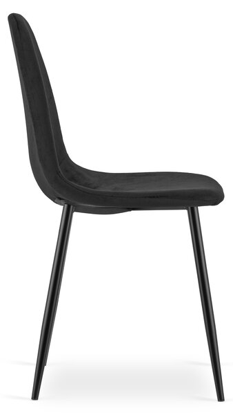 Scaun de masa PADVA VELVET cu picioare negre, negru