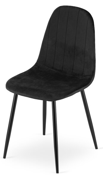 Scaun de masa PADVA VELVET cu picioare negre, negru