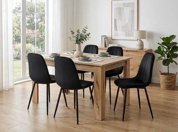Scaun de masa PADVA VELVET cu picioare negre, negru
