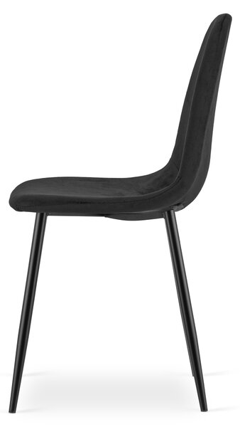 Scaun de masa PADVA VELVET cu picioare negre, negru