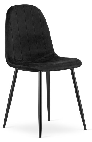 Scaun de masa PADVA VELVET cu picioare negre, negru