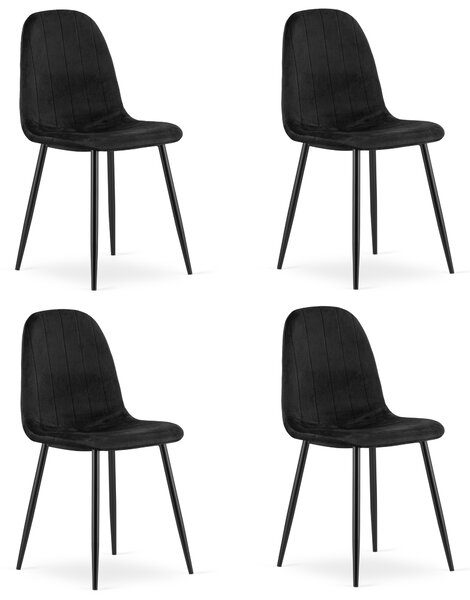 Scaun de masa PADVA VELVET cu picioare negre, negru