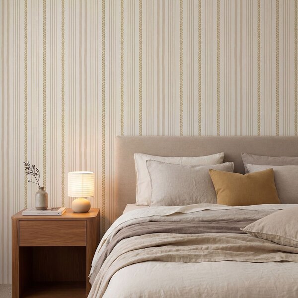 Tapet Dungi verticale de culoare bej cu un ornament împletit, Tapet geometrie, Tapet dungi, a01252 : Uwalls.ro