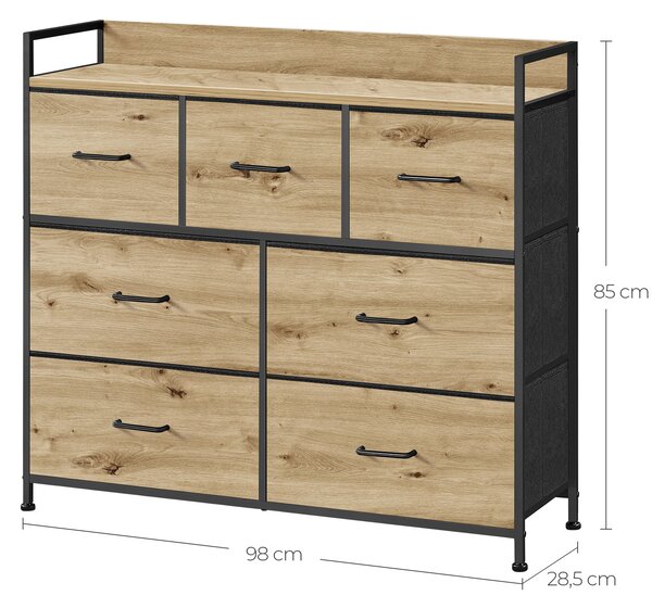 Comoda cu sertare textile ALESIA 98x85 cm, stejar artisan