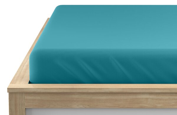 Cearsaf Jersey cu elastic 90x200 cm turcoaz