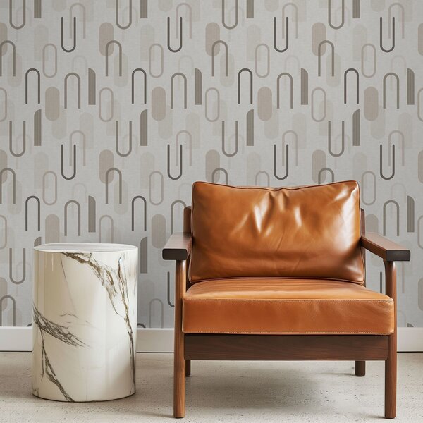 Tapet Motiv geometric cu arcade în nuanțe neutre, Tapet abstract, a01255 : Uwalls.ro
