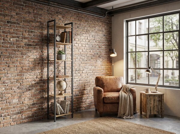 Raft cu structura din metal TAYLOR 6 polite, stejar artisan