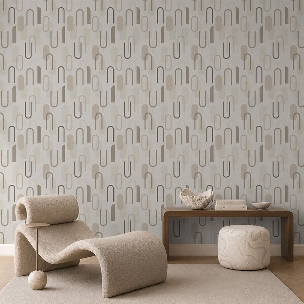 Tapet Motiv geometric cu arcade în nuanțe neutre, Tapet abstract, a01255 : Uwalls.ro