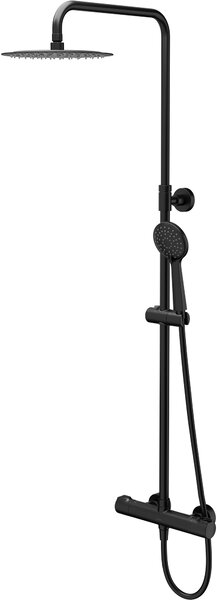 Cersanit City set de duș perete cu termostat cu duș de ploaie negru S951-848