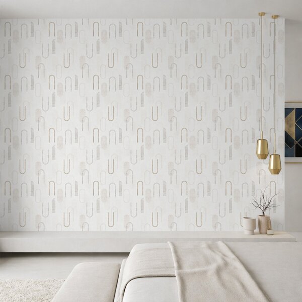 Tapet Model geometric ușor, cu arcuri de culoare bej, Tapet abstract, a01256 : Uwalls.ro