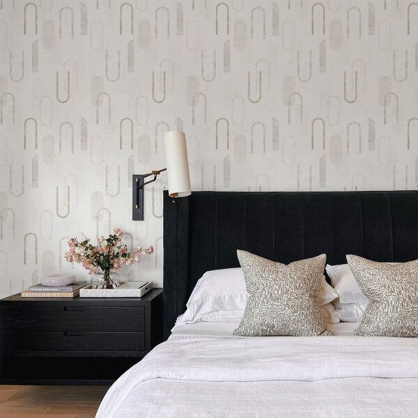 Tapet Model geometric ușor, cu arcuri de culoare bej, Tapet abstract, a01256 : Uwalls.ro