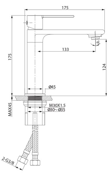 Cersanit Virgo baterie lavoar stativ auriu S951-865
