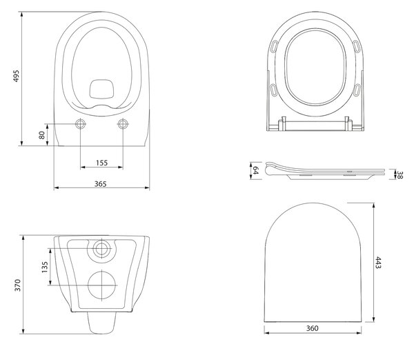 Cersanit Luna set cadru și vas wc, capac+ buton de spălare S4028-002