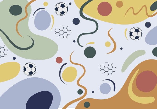 Tapet Forme abstracte, mingi de fotbal, linii și cercuri, Fototapet sport, w05142v2 : Uwalls.ro