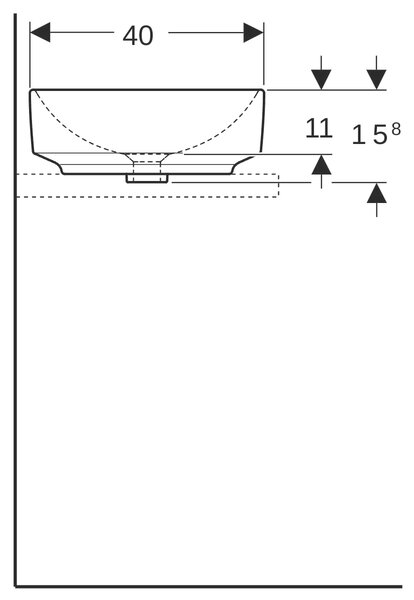 Geberit Variform lavoar 55x40 cm dreptunghiular de blat alb luciu 500.779.01.2