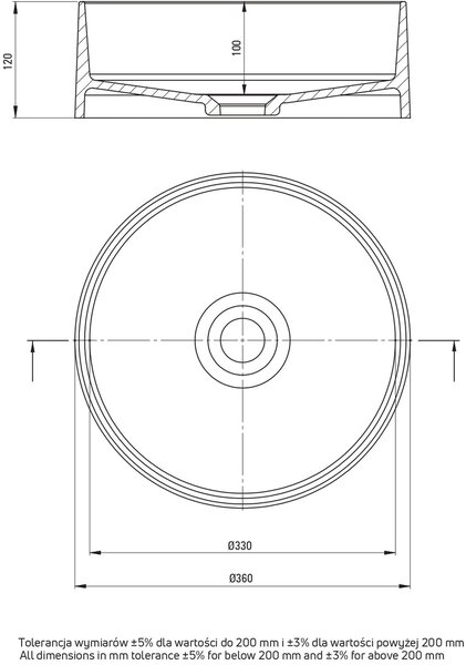Deante Silia lavoar 36x36 cm rotund de blat negru mat CQS_NU4S