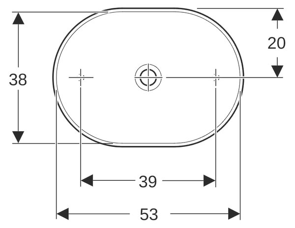 Geberit Variform lavoar 55x40 cm ovale de blat alb luciu 500.774.01.2