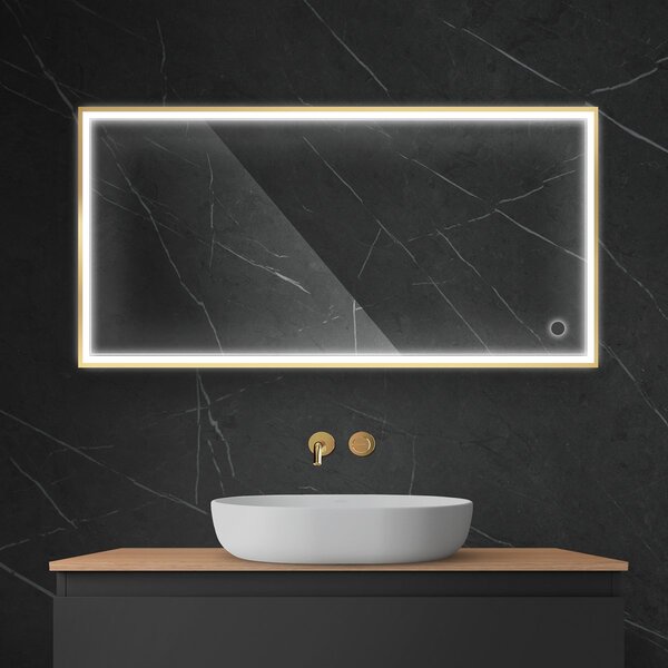 Oltens Nordlis oglindă 60x120 cm dreptunghiular cu iluminare cu covoraș de încălzire auriu 64107800