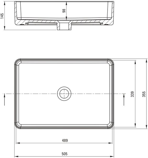 Deante Square lavoar 50.5x35.5 cm dreptunghiular de blat alb luciu CGS_6U5S