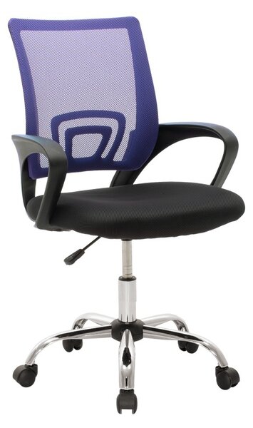Scaun de birou reglabil Berto II, albastru/negru, 60x48x85-95 cm