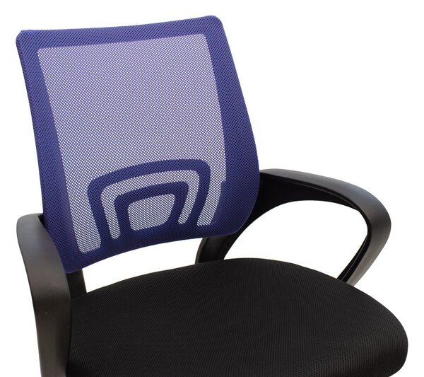 Scaun de birou reglabil Berto II, albastru/negru, 60x48x85-95 cm