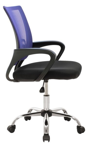 Scaun de birou reglabil Berto II, albastru/negru, 60x48x85-95 cm