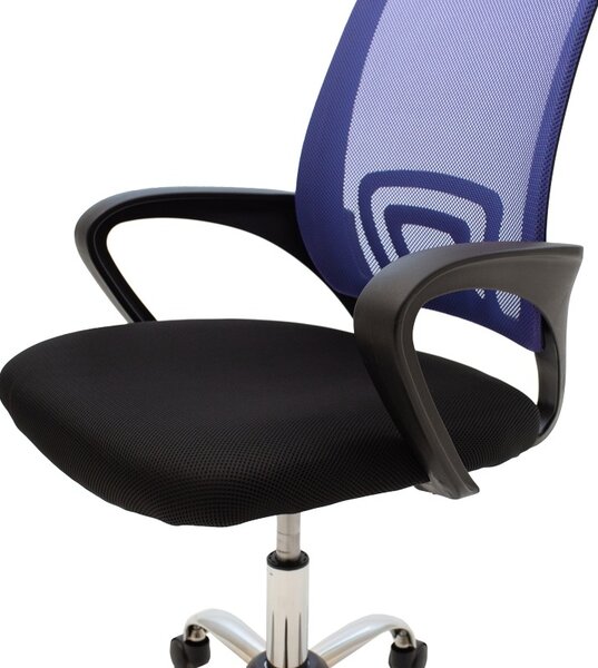 Scaun de birou reglabil Berto II, albastru/negru, 60x48x85-95 cm