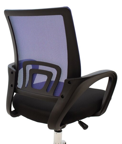 Scaun de birou reglabil Berto II, albastru/negru, 60x48x85-95 cm