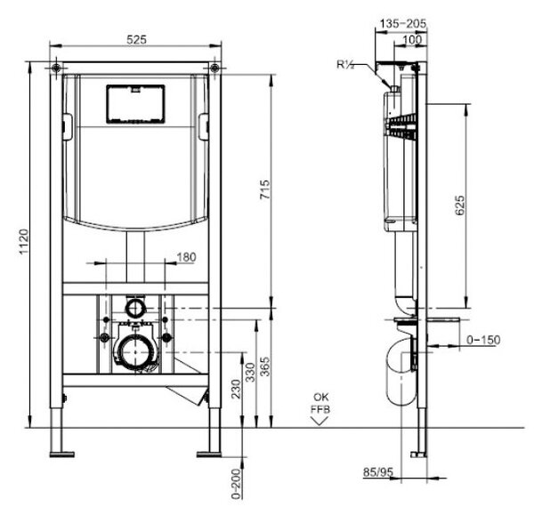 Set complet vas WC suspendat Villeroy & Boch, Architectura 5685HR01, cu rezervor si clapeta