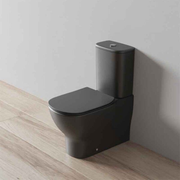 Set vas WC stativ Ideal Standard, Tesi AquaBlade, back-to-wall, negru mat