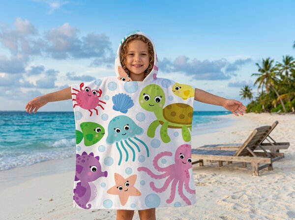Poncho de copii SPLASH colorat 60x120 cm