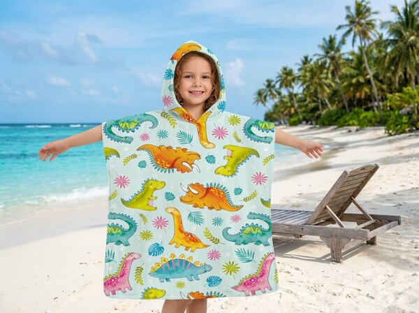 Poncho pentru copii HAPPY DINO colorat