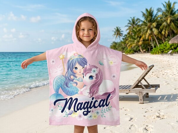 Poncho de copii MAGICAL roz