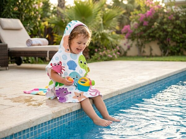 Poncho de copii SPLASH colorat 60x120 cm