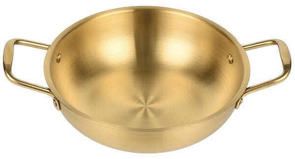 Tigaie tip platou Pufo cu 2 manere pentru servire, paella, fructe de mare, 22 cm, auriu