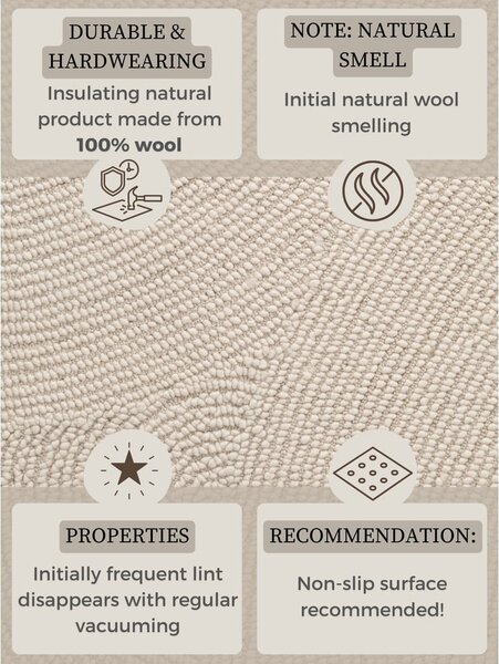 Covor în culoare naturală deschisă țesut manual rotund din lână ø 120 cm Calmio – Hanse Home