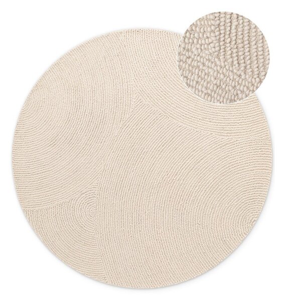 Covor în culoare naturală deschisă țesut manual rotund din lână ø 120 cm Calmio – Hanse Home