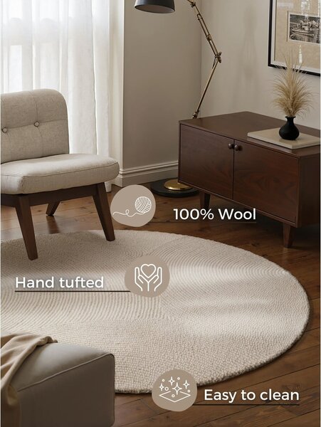 Covor în culoare naturală deschisă țesut manual rotund din lână ø 120 cm Calmio – Hanse Home