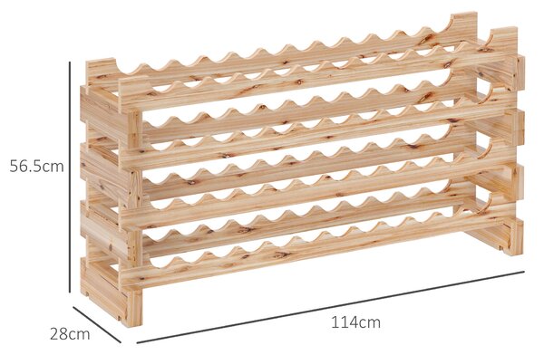 HOMCOM Raft pentru Sticle de Vin, Etajeră pentru Sticle cu 4 Rafturi pentru 48 Sticle, 114x28x56,5 cm, Lemn Natural | Aosom Romania