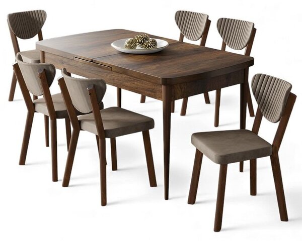 Set masă scaune (pentru 6 persoane) Eksom (cappuccino). Promo -23%. 1153366