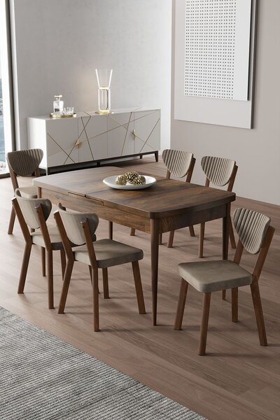 Set masă scaune (pentru 6 persoane) Eksom (cappuccino). Promo -23%. 1153366
