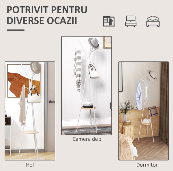 HOMCOM cuier vertical, design modern, 45x45x180cm, alb | Aosom Romania