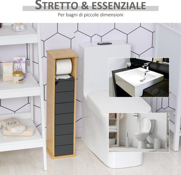 HOMCOM Dulap Baie Îngust pentru Hârtie Igienică Raft Reglabil 18x18x75cm Design Compact | Aosom Romania