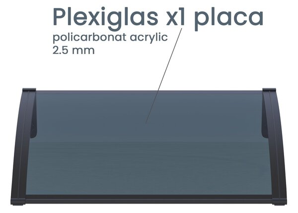 Copertină PRO 100x100 cm din aluminiu și plexiglas – Negru/Antracit