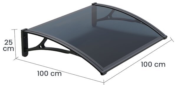 Copertină PRO 100x100 cm din aluminiu și plexiglas – Negru/Antracit
