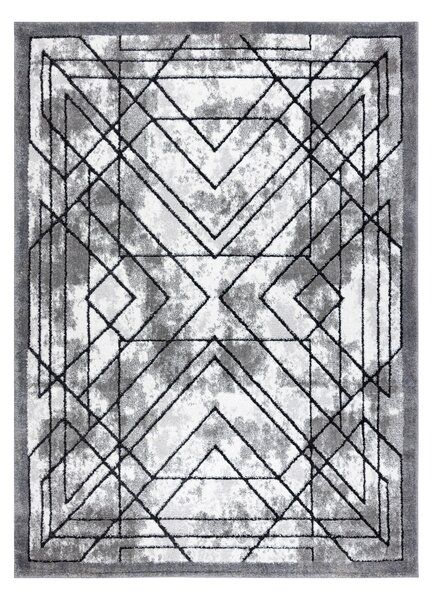 Covor modern COZY Tico, geometric - structural două niveluri de lână gri