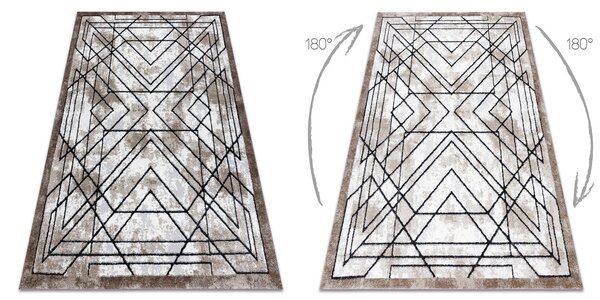 Covor modern COZY Tico, geometric - structural două niveluri de lână braun