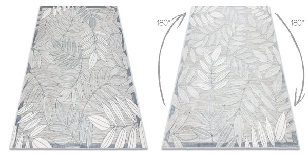 Covor Structural BOTANIC 65241 Frunze tesut plat pe balcon, terasa - gri