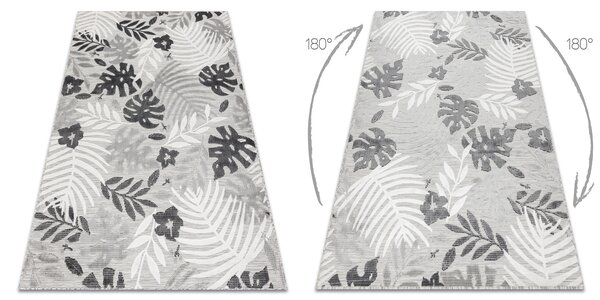 Covor Structural BOTANIC 65245 Monstera pleacă tesut plat pe balcon, terasa - gri