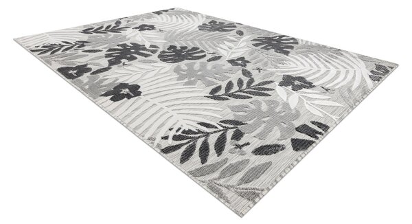 Covor Structural BOTANIC 65245 Monstera pleacă tesut plat pe balcon, terasa - gri